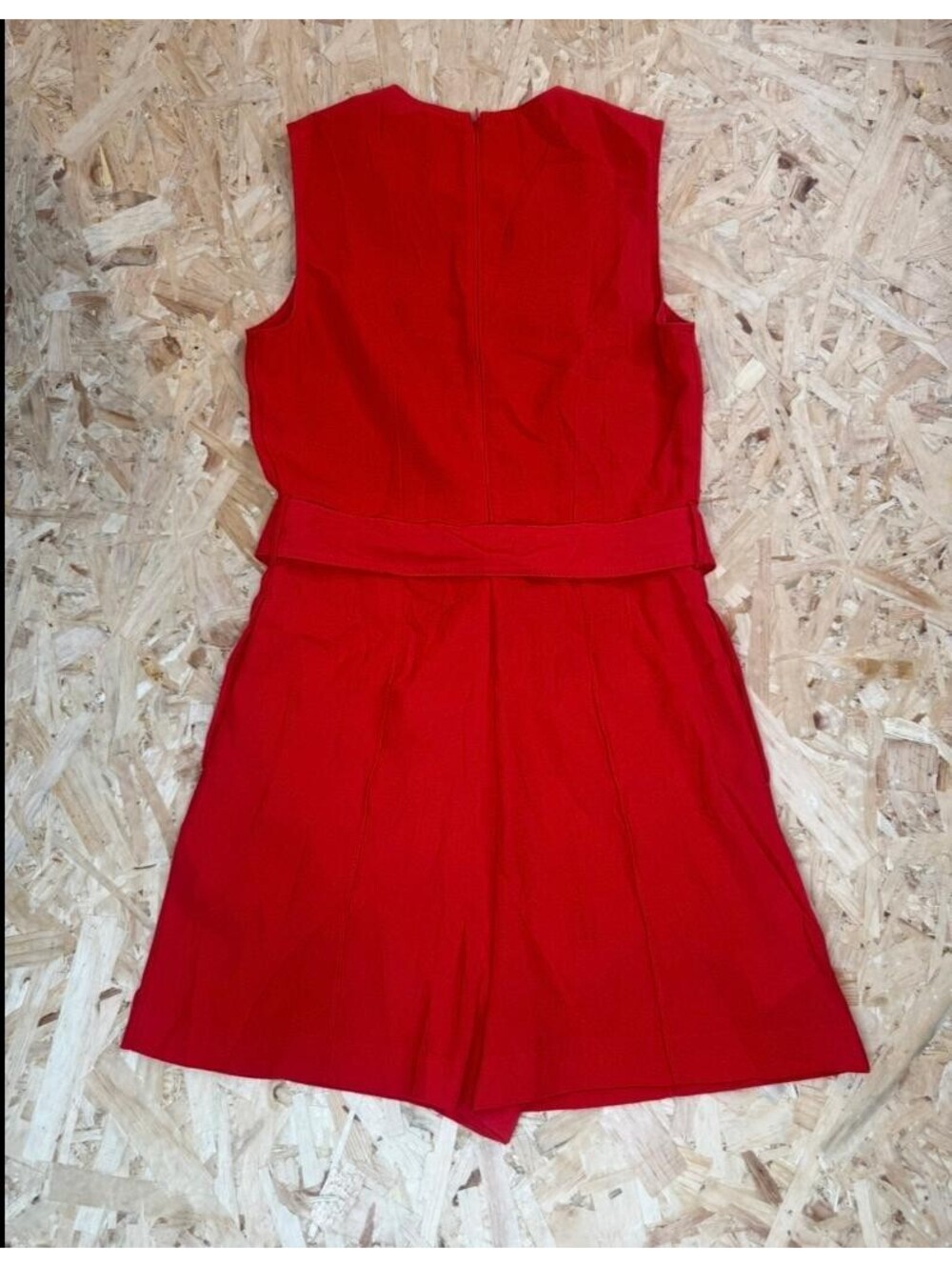 Mango MNG Basics Red Sleeveless Romper Jumpsuit Womens Size S Belted Crew Neck - Picture 10 of 16